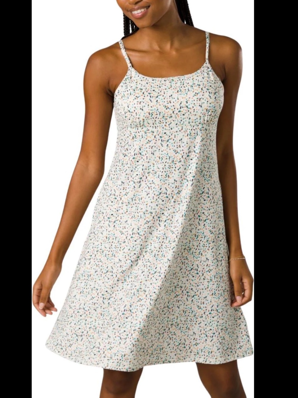 Prana Cream Mini Dress with Multicolor Speckle Print
